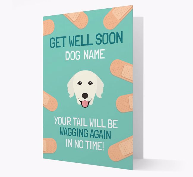 Personalized 'Get well soon {dogsName}' Card with {breedFullName} Icon